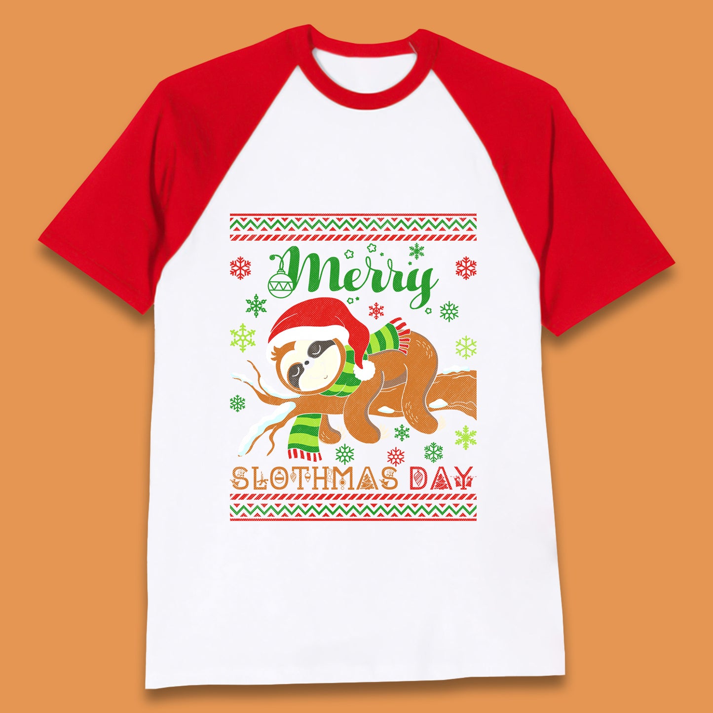 sloth christmas baseball t shirt