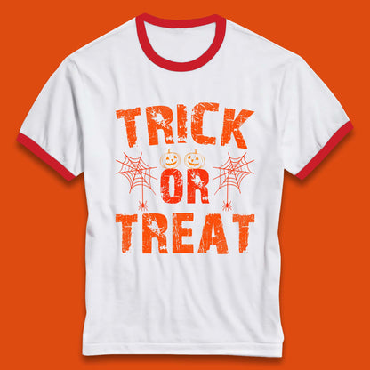 Trick Or Treat Happy Halloween Horror Scary Spooky Season Vibes Ringer T Shirt