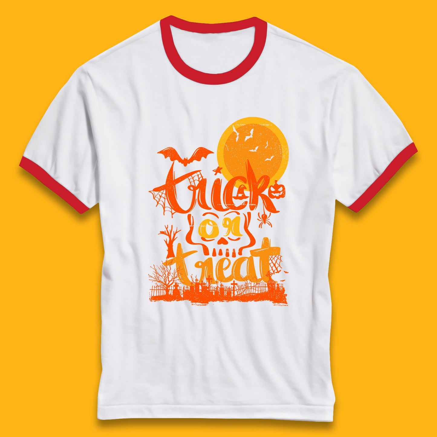 Trick Or Treat Happy Halloween Horror Scary Spooky Season Halloween Vibes Ringer T Shirt