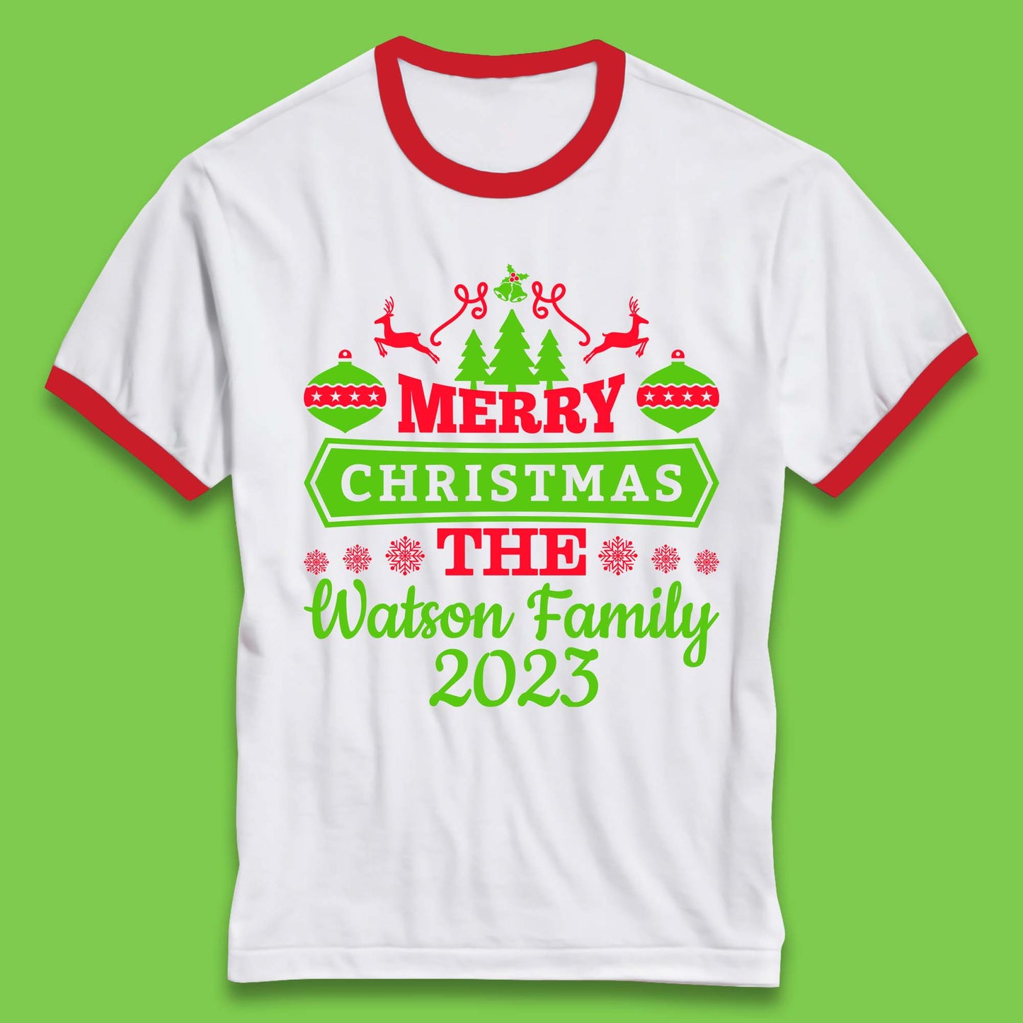 Personalised Family Christmas Ringer T-Shirt
