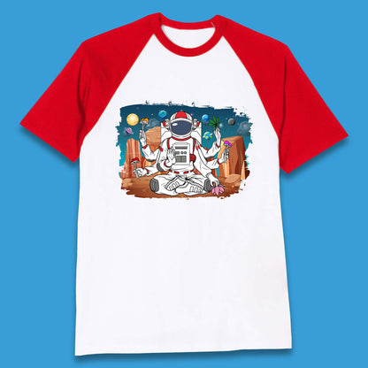 Meditating Astronaut Yoga Baseball T-Shirt