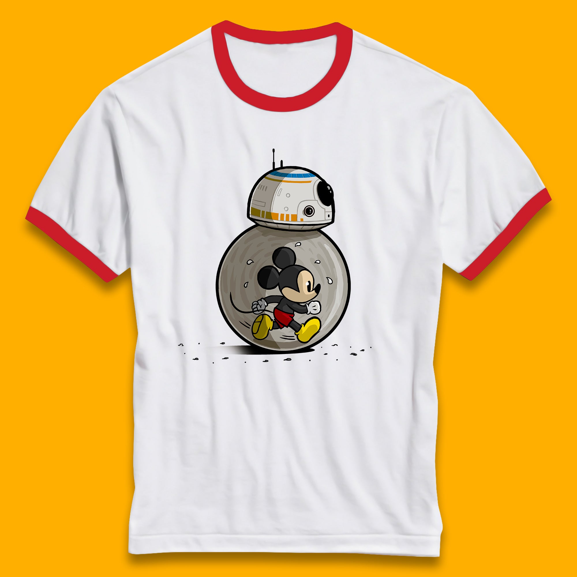Disney Mickey Mouse BB-8 Funny Star Wars BB8 Running Mickey Disney Trip Star Wars 46th Anniversary Ringer T Shirt