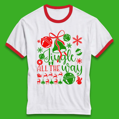 jingle all the way christmas ringer t shirt