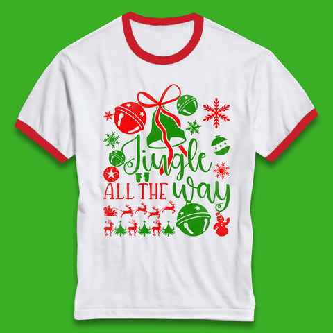 Jingle All The Way Christmas Happy Holiday Winter Festive Xmas Ringer T Shirt