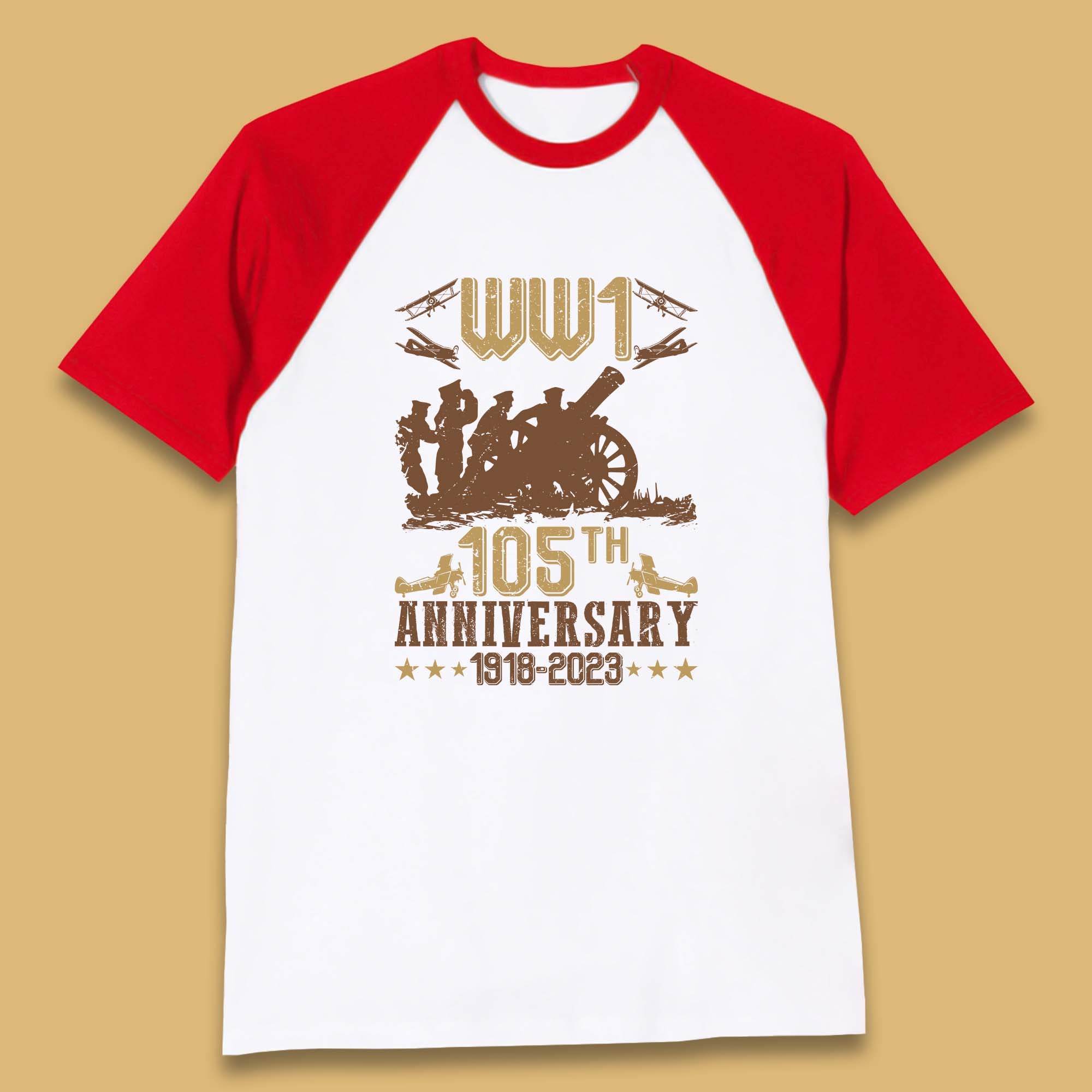 WW1 105th Anniversary 1918-2023 End Of World War I Remembrance Day Baseball T Shirt