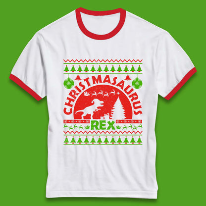 Christmasaurus Rex Ringer T-Shirt