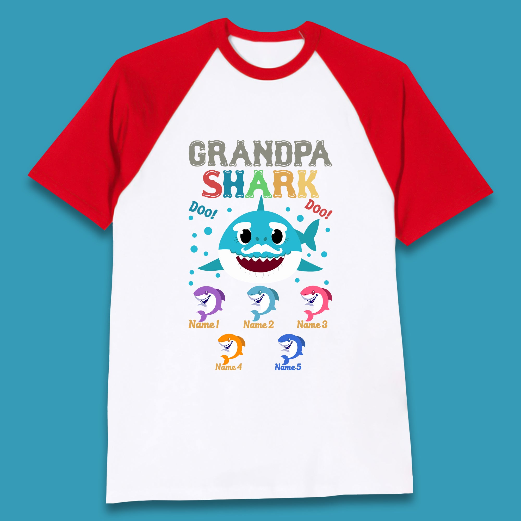 Personalised Grandpa Shark Baseball T-Shirt