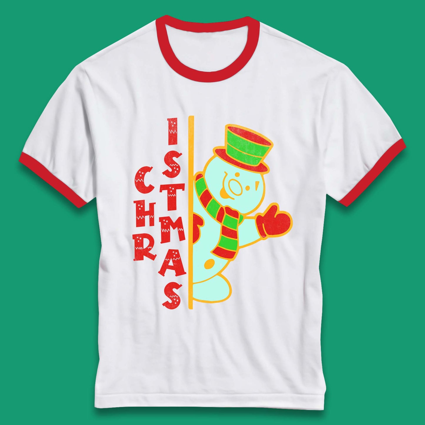Christmas Snowman Ringer T-Shirt