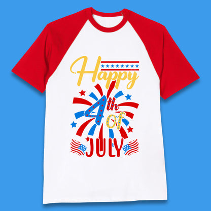 Happy 4th Of July USA Independence Day Celebration Patriotic Baseball T Shirt
