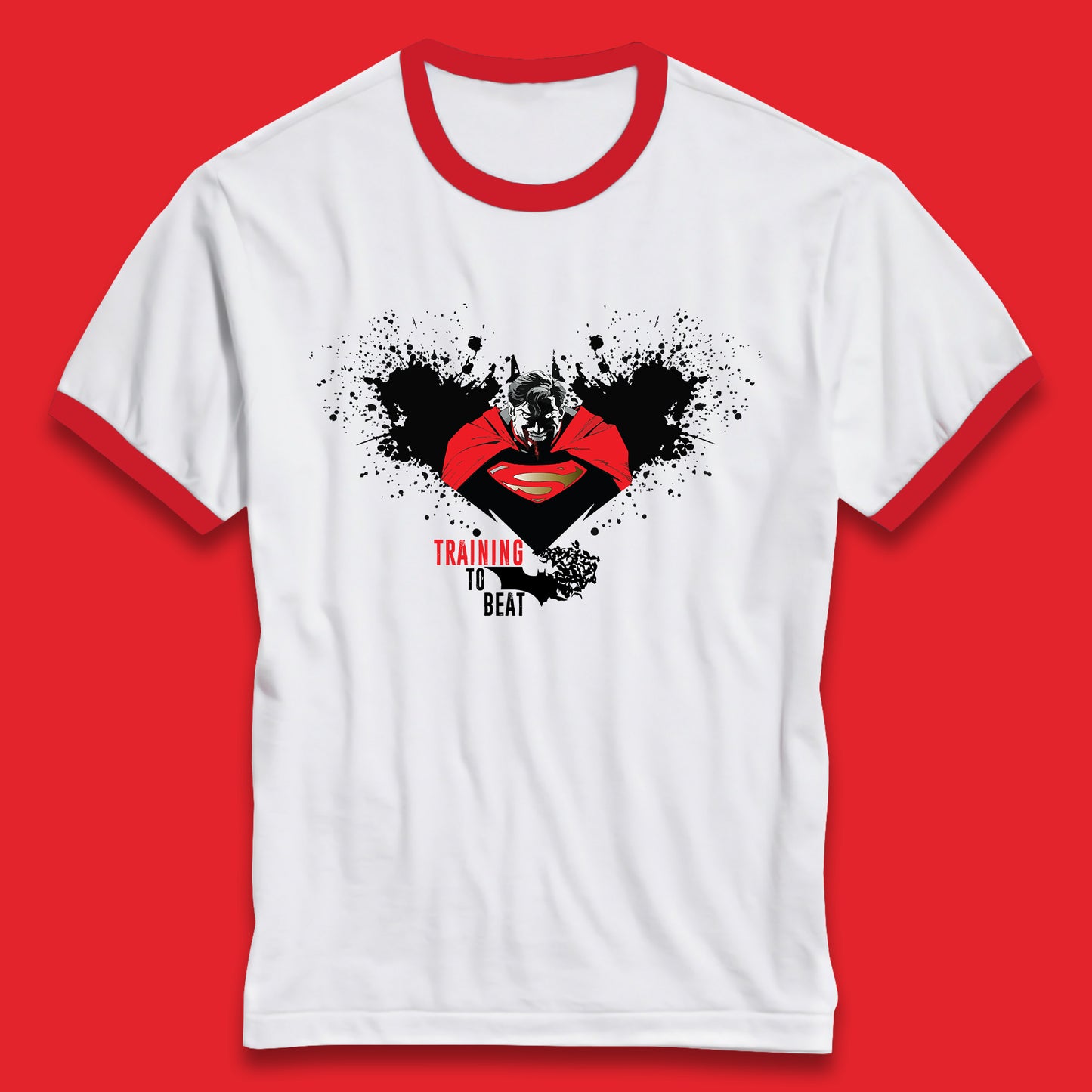 Superheros DC Comics Action Adventure Movie Character Superman And Batman Training To Beat Batman Superman Logo Ringer T Shirt