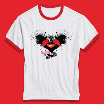 Superheros DC Comics Action Adventure Movie Character Superman And Batman Training To Beat Batman Superman Logo Ringer T Shirt