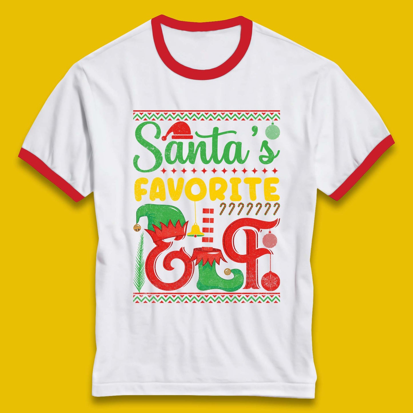 christmas santas favorite elf costume ringer t shirt