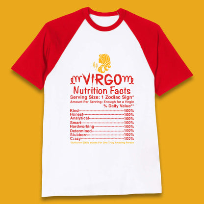 Virgo Nutrition Facts Baseball T-Shirt