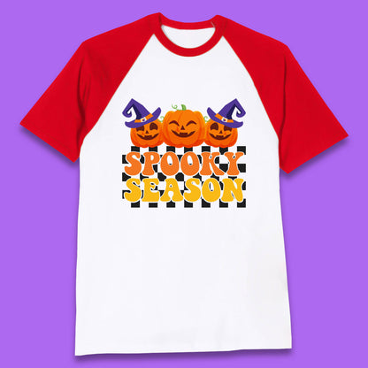 Spooky Season Halloween Jack-O-Lantern Pumpkins Spooky Vibes Baseball T Shirt