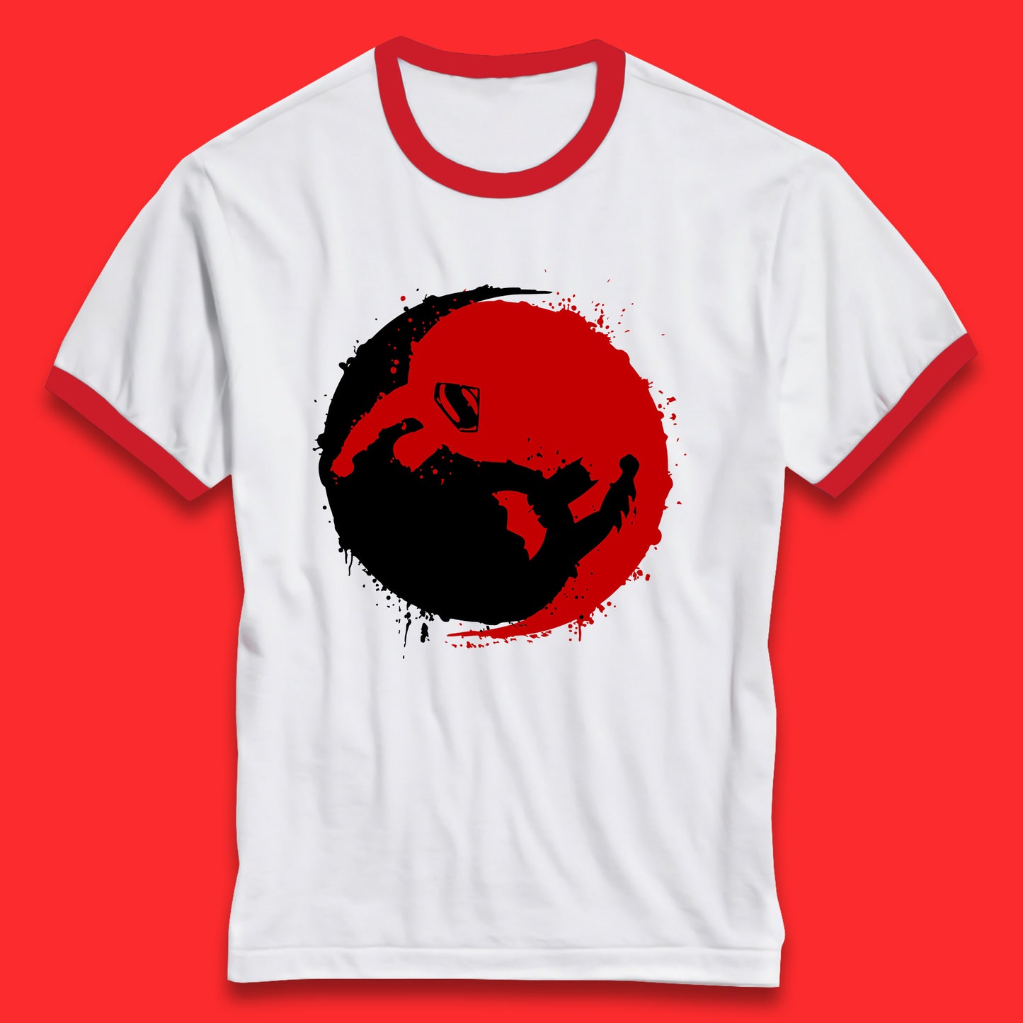 Dc Comics American Superheros Superman And Batman Fictional Movie Character Anime Yin Yang Spoof Ringer T Shirt