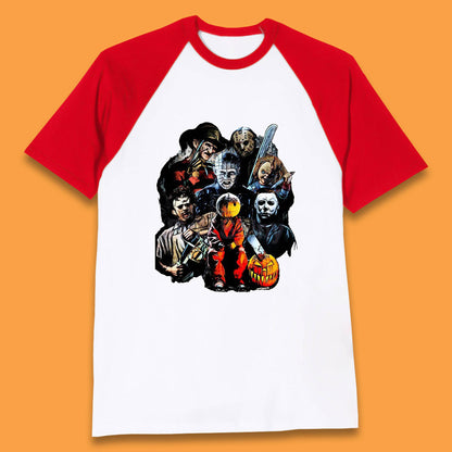 Halloween Horror Movie Characters Friends Halloween Villians Serial Killers Baseball T Shirt