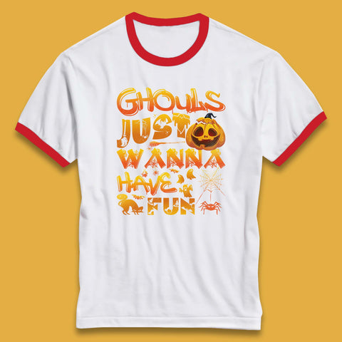 Ghouls Just Wanna Have Fun Halloween Disco Ghost Ghouls Night Out Spooky Season Ringer T Shirt
