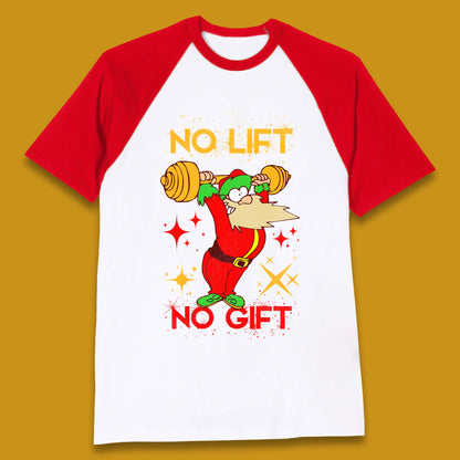 santa workout christmas baseball t shirt