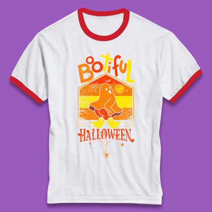 Bootiful Halloween Funny Ghost Big Butt Thick Halloween Ghost Booty Funny Humor Offensive Ringer T Shirt