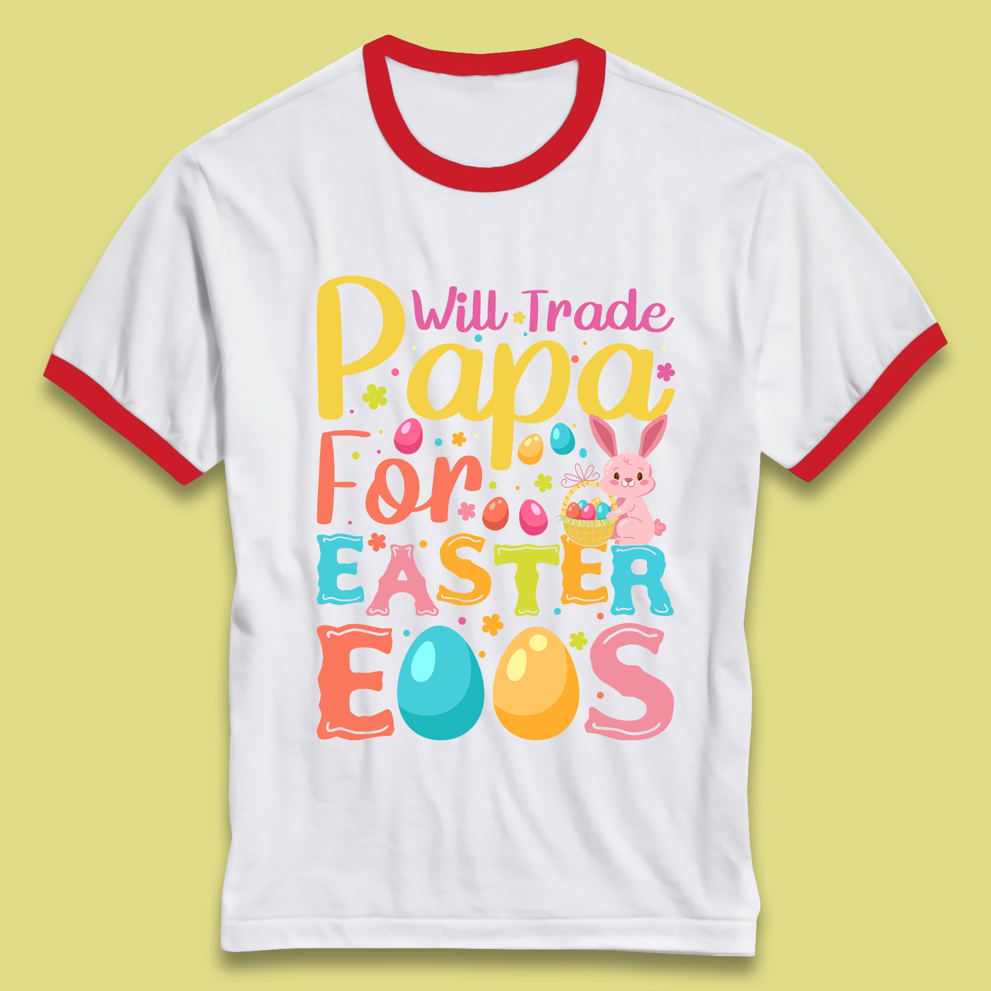 Papa For Easter Eggs Ringer T-Shirt