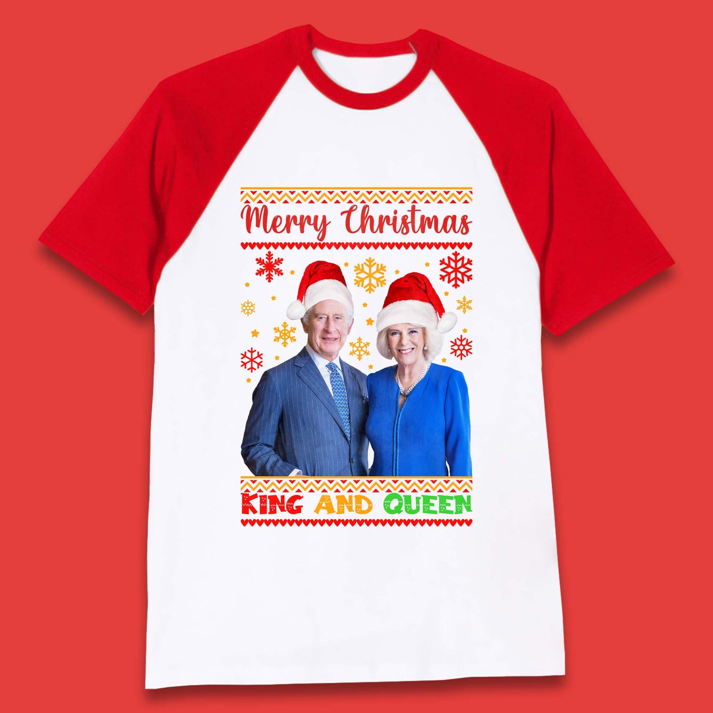 King And Queen Christmas Baseball T-Shirt