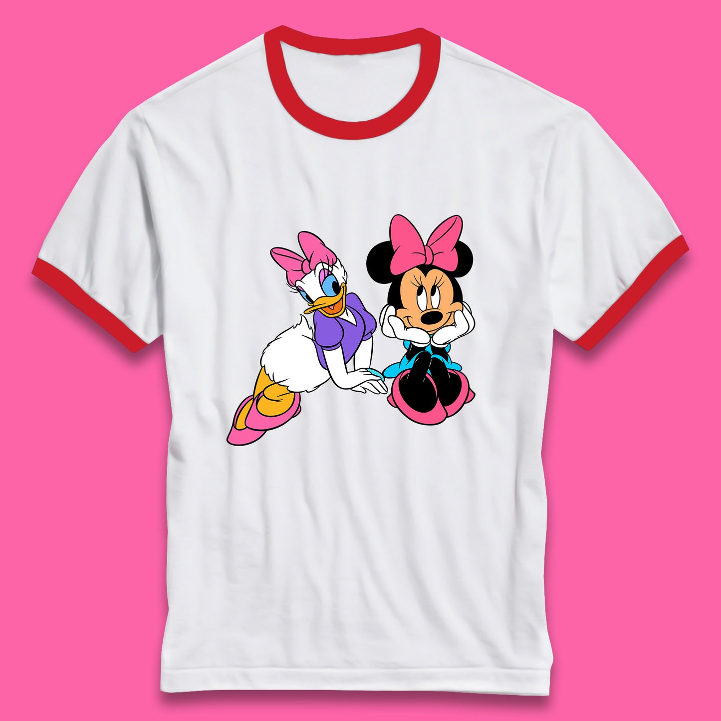 Cute Disney Minnie Mouse and Daffy Duck Best Friends Magic Kingdom Holiday Disney Best Friends Cartoon Character Disneyland Vacation Trip Ringer T Shirt