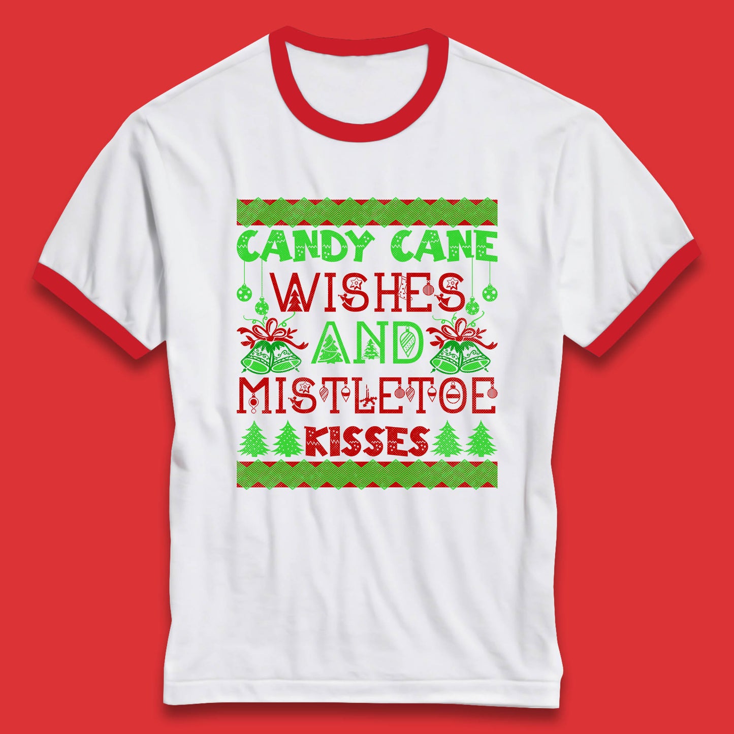 candy cane christmas ringer t shirt