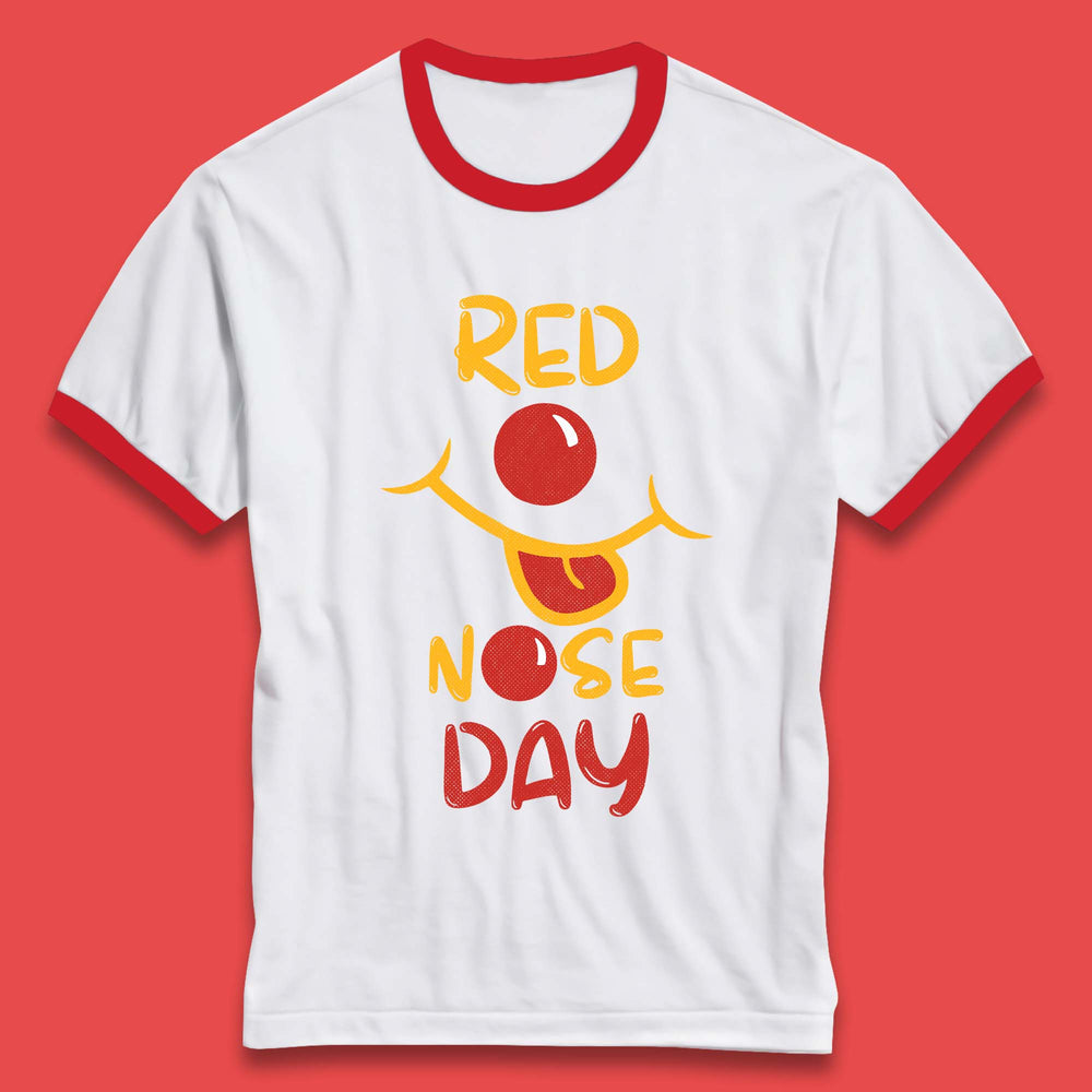Red Nose Day Smiley Face Ringer T-Shirt