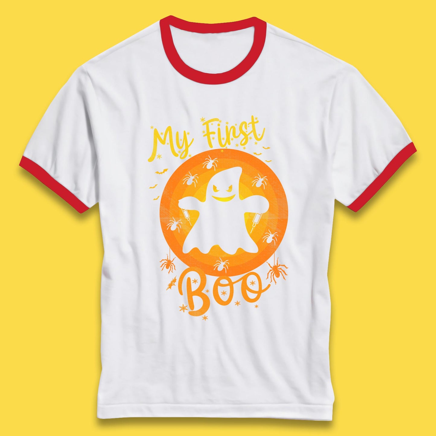 My First Boo Halloween Funny Boo Ghost Horror Scary Creepy Season Ringer T Shirt