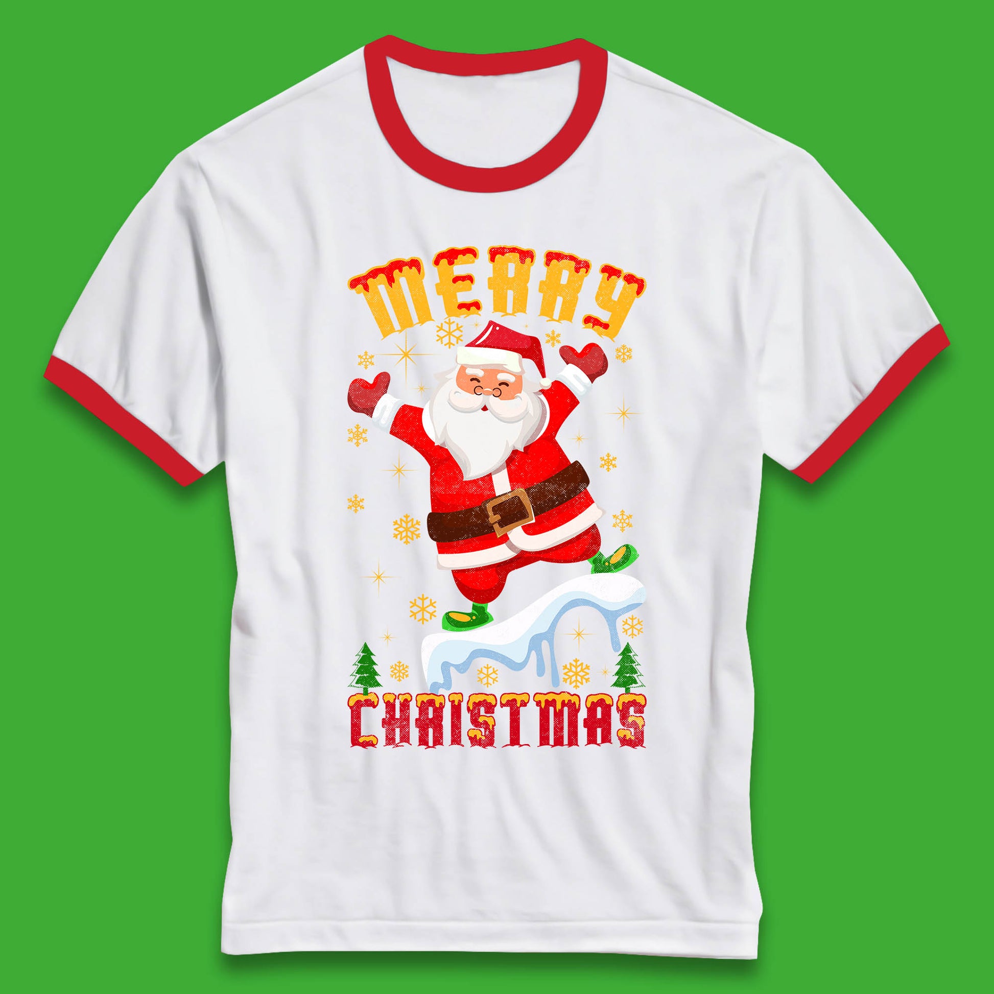 merry christmas santa claus ringer t shirt