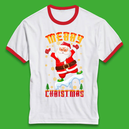 merry christmas santa claus ringer t shirt