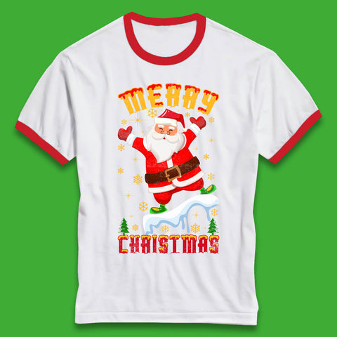 Merry Christmas Santa Claus Xmas Winter Holiday Celebration Ringer T Shirt