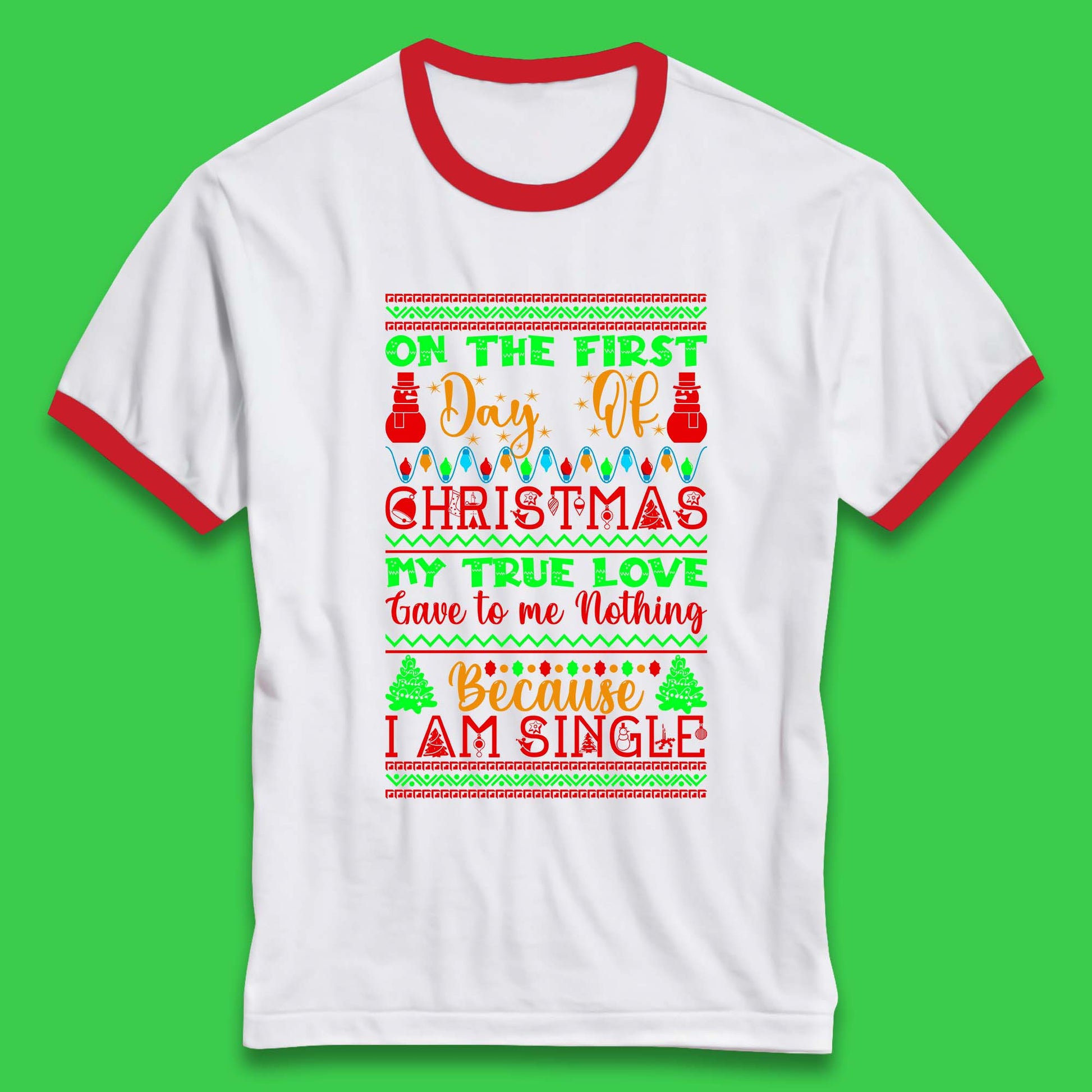 christmas single quote ringer t shirt