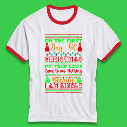 christmas single quote ringer t shirt