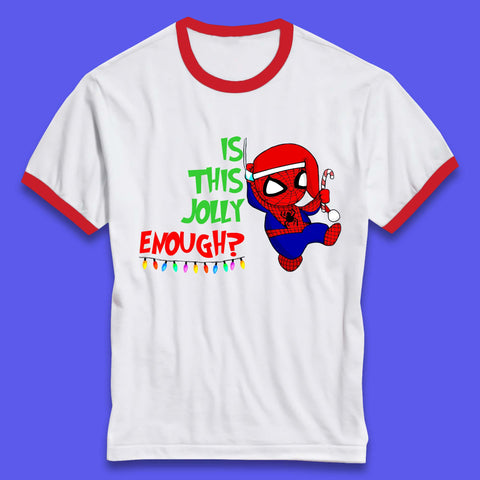 Jolly Enough Spiderman Christmas Ringer T-Shirt