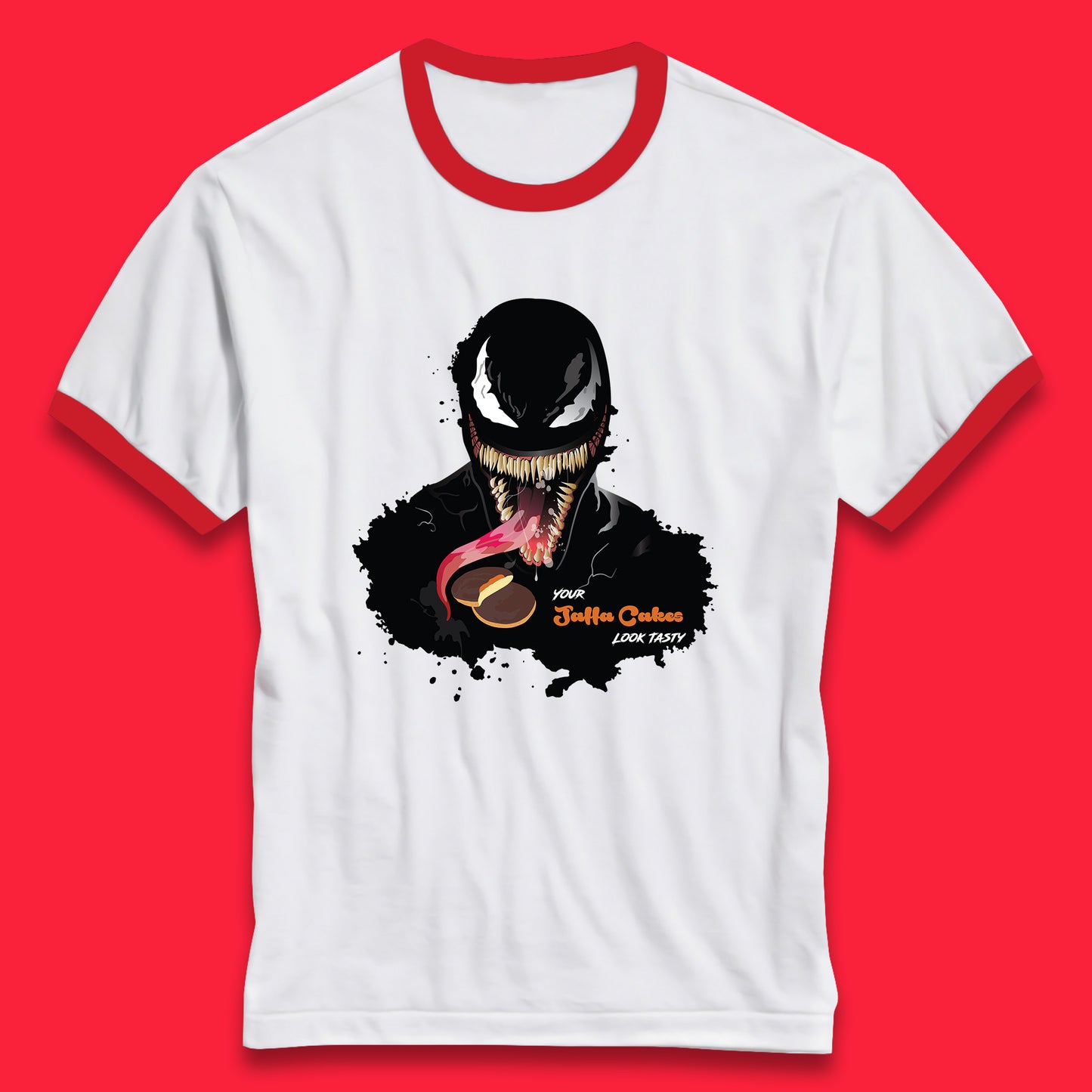 Venom Your Jaffa Cakes Look Tasty Marvel Avengers Venom Face Marvel Comics Movie Character Ringer T Shirt