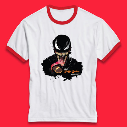 Venom Your Jaffa Cakes Look Tasty Marvel Avengers Venom Face Marvel Comics Movie Character Ringer T Shirt