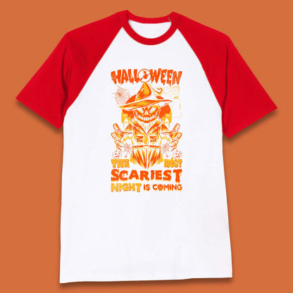 Halloween The Most Scariest Night Is Coming Halloween Scarecrow Jack O Lantern Scary Night Baseball T Shirt