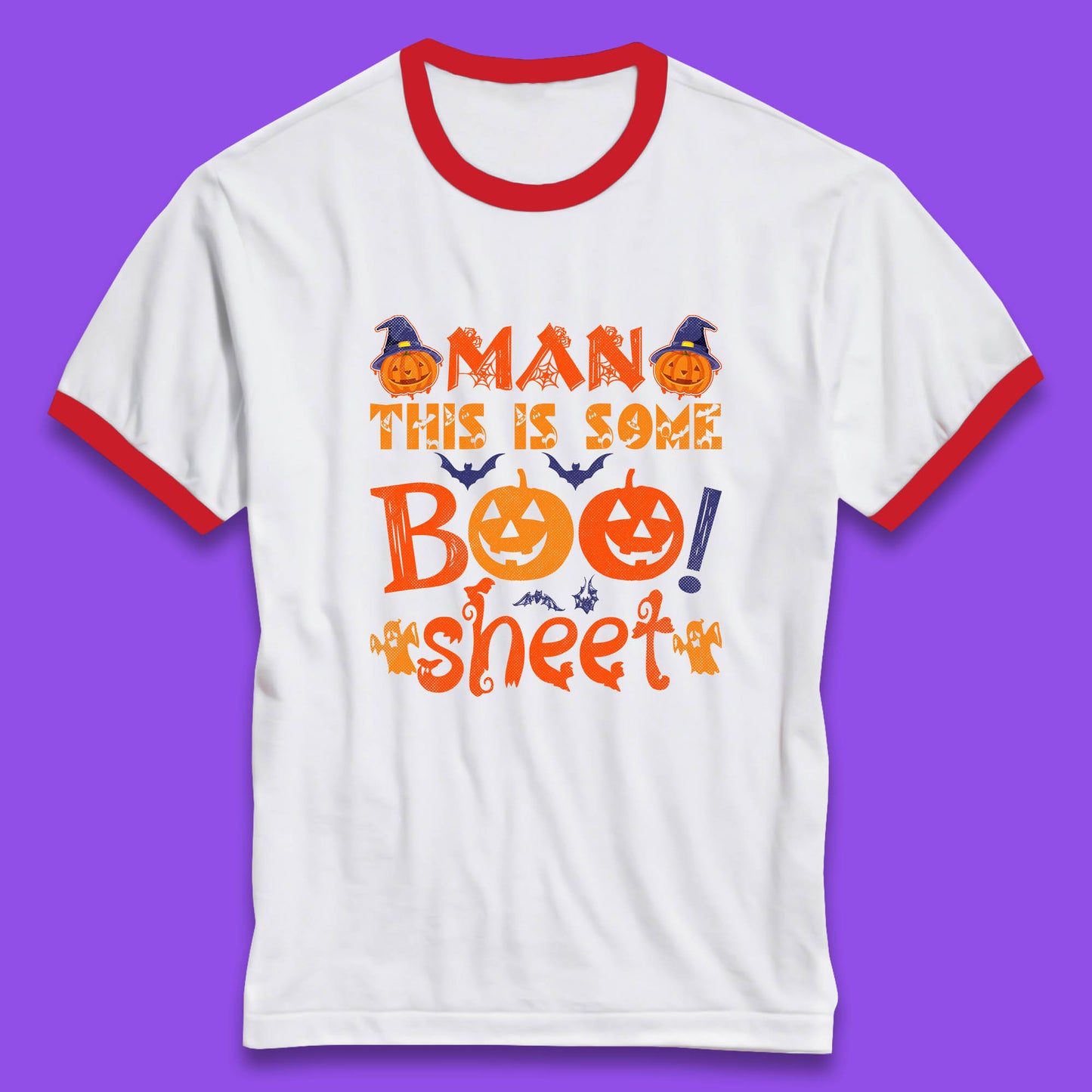 Man This Is Some Boo Sheet Funny Ghost Halloween Costume Ringer T Shirt