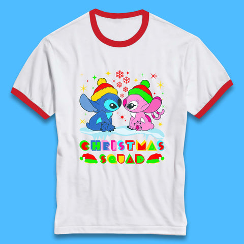 Christmas Squad Disney Christmas Stitch And Angel Xmas Lilo & Stitch Ringer T Shirt