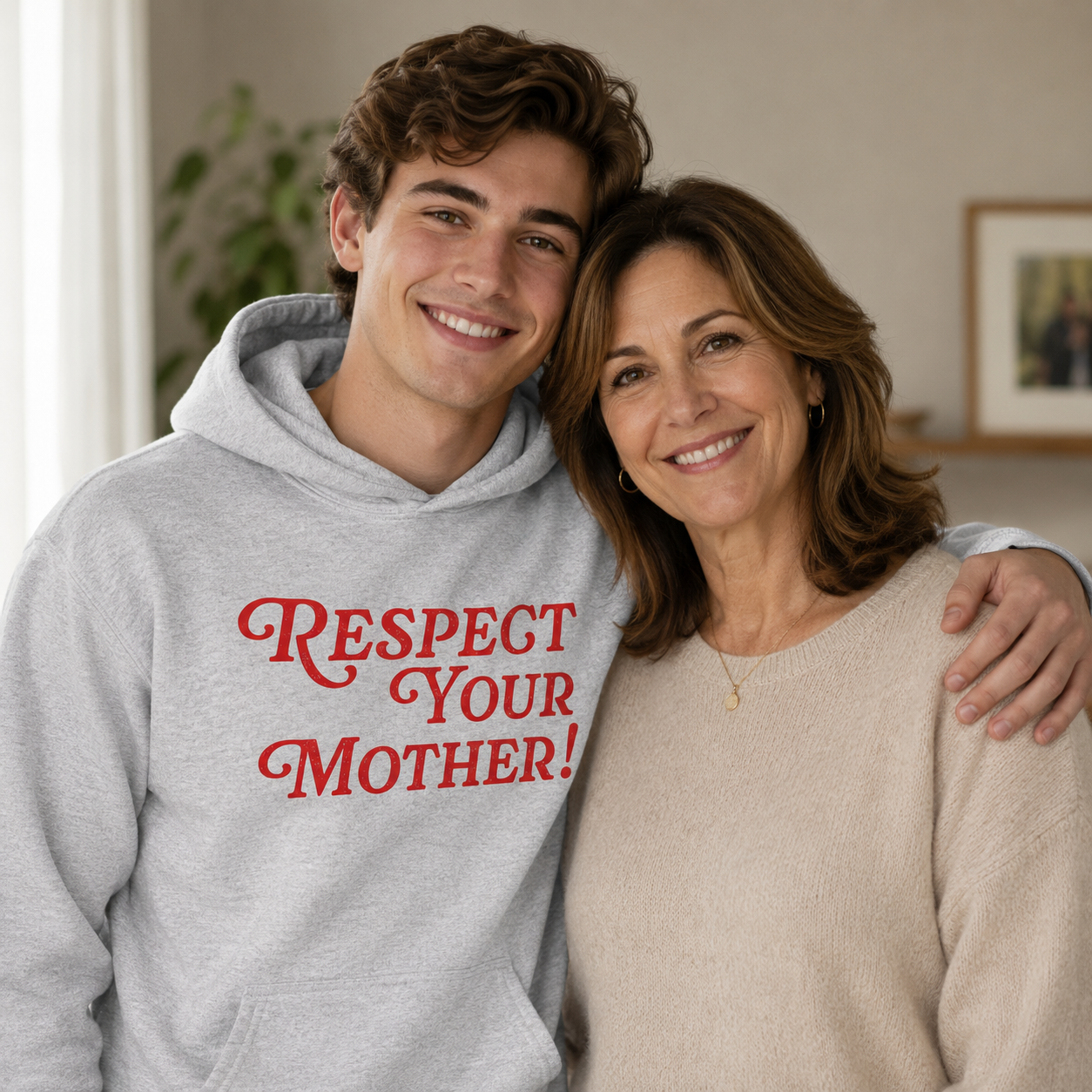 Respect Your Mother Hoodie, Vintage Text Graphic Hood, Soft Slogan Aesthetic Hoodie, Cute 90s Top