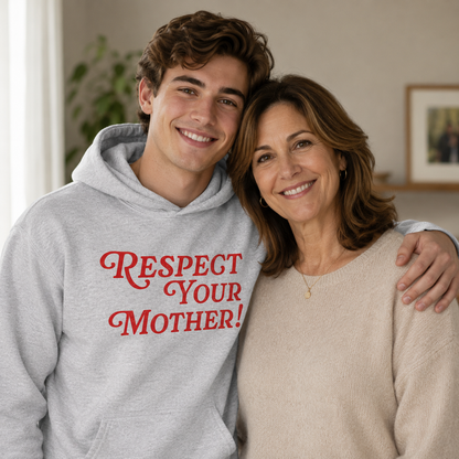 Respect Your Mother Hoodie, Vintage Text Graphic Hood, Soft Slogan Aesthetic Hoodie, Cute 90s Top