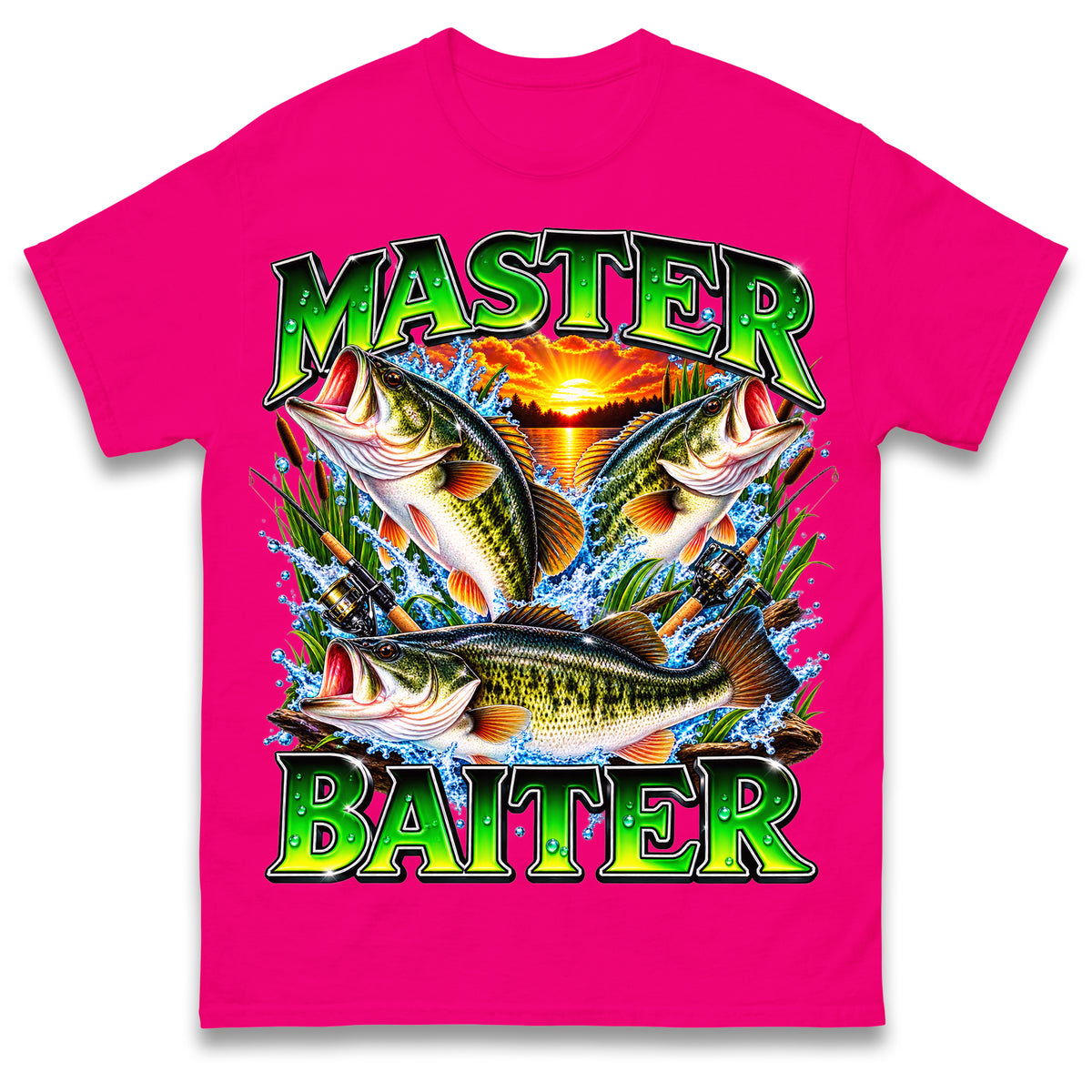 Master Baiter T Shirt Retro Sunset Fishing Funny Fisherman Gift