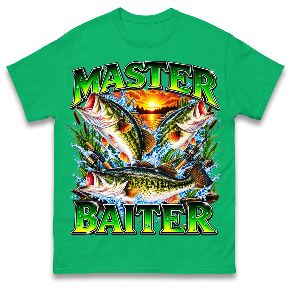 Master Baiter T Shirt Retro Sunset Fishing Funny Fisherman Gift