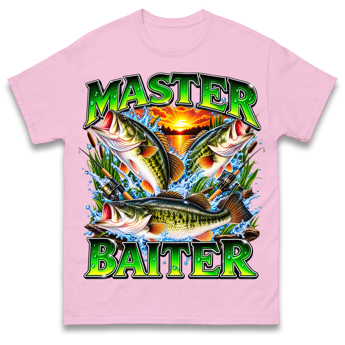 Master Baiter T Shirt Retro Sunset Fishing Funny Fisherman Gift