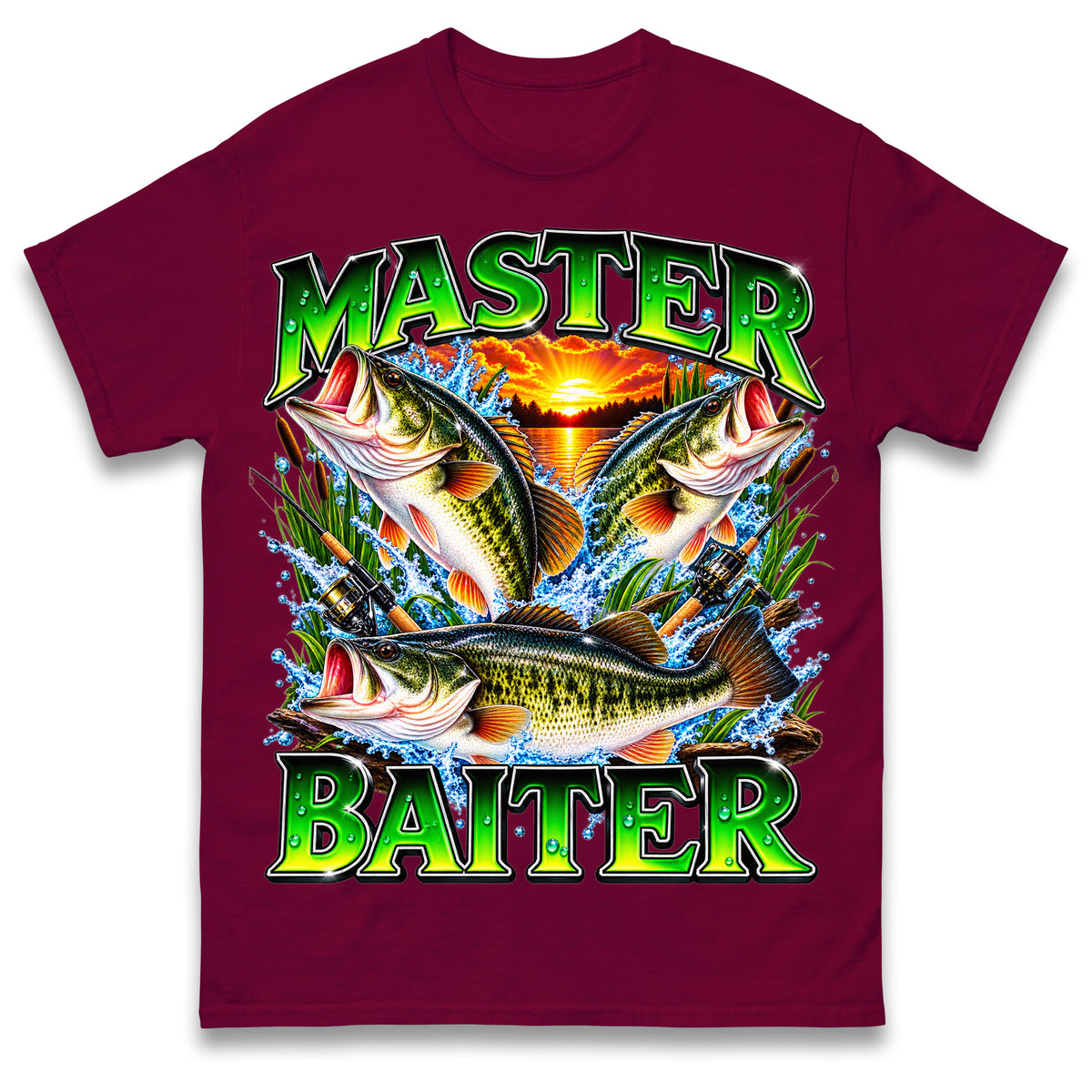 Master Baiter T Shirt Retro Sunset Fishing Funny Fisherman Gift