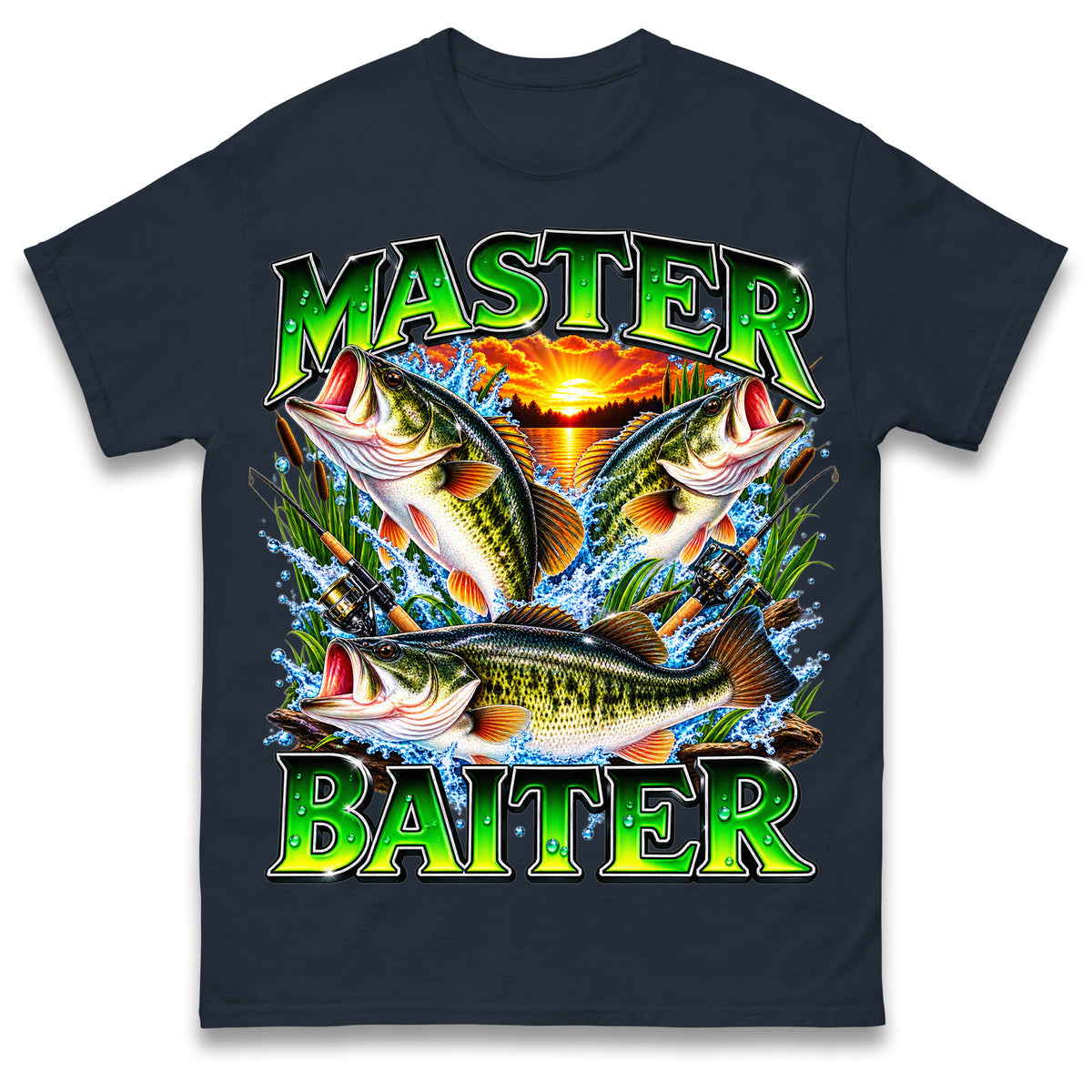 Master Baiter T Shirt Retro Sunset Fishing Funny Fisherman Gift