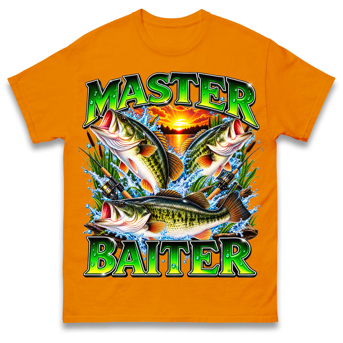 Master Baiter T Shirt Retro Sunset Fishing Funny Fisherman Gift