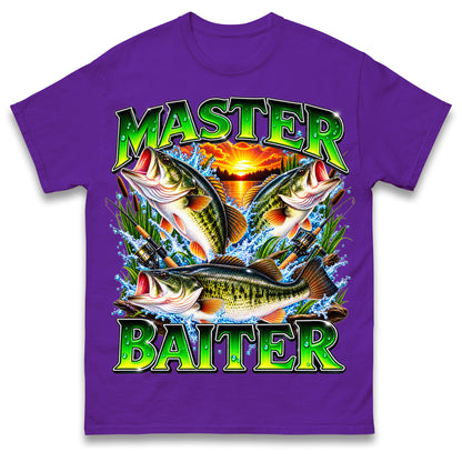 Master Baiter T Shirt Retro Sunset Fishing Funny Fisherman Gift