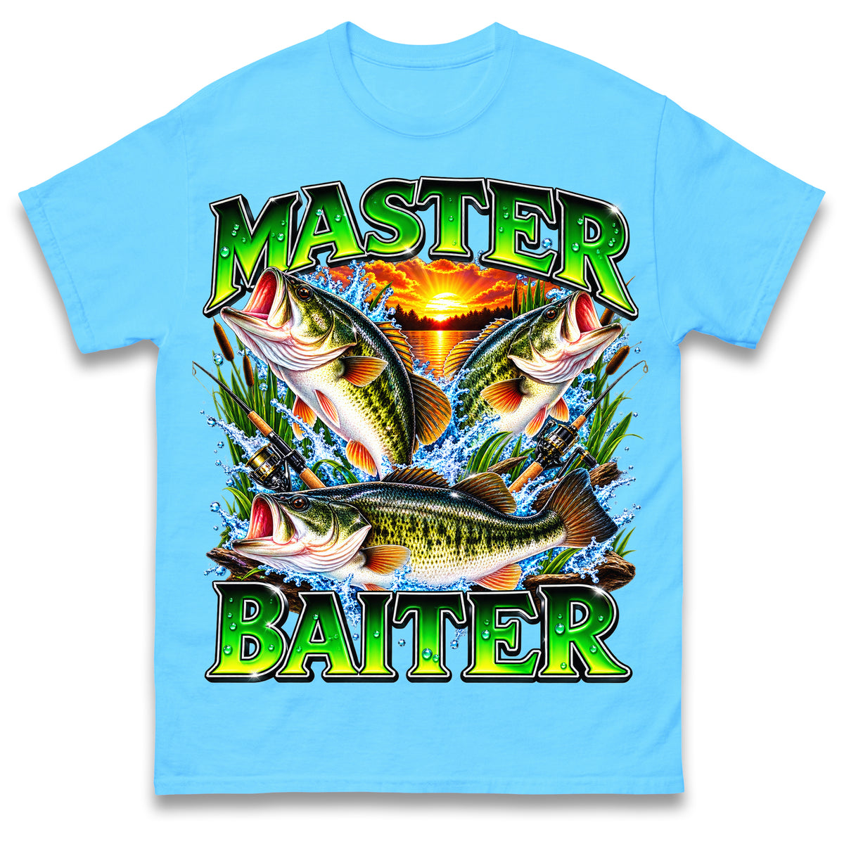 Master Baiter T Shirt Retro Sunset Fishing Funny Fisherman Gift